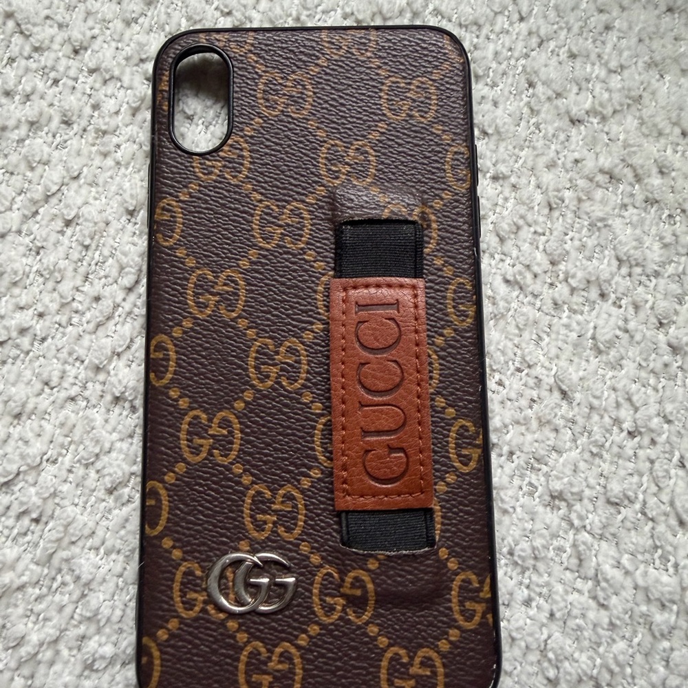 Gucci Brown and Gold Monogram Phone Case